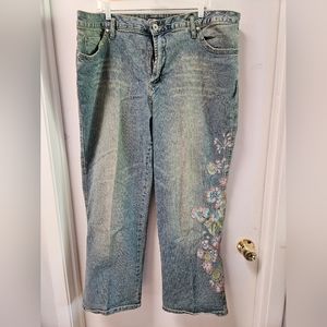 Women's plus size jeans with floral detail on leg size 24"